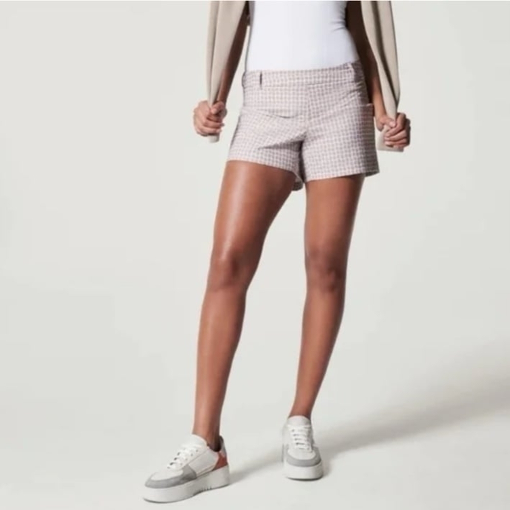 SPANX Sunshine Shorts in the "Bespoke Check Fawn, Large